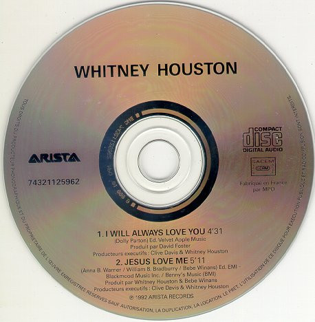 Whitney Houston - I Will Always Love You | Arista (74321 12596 2) - 3