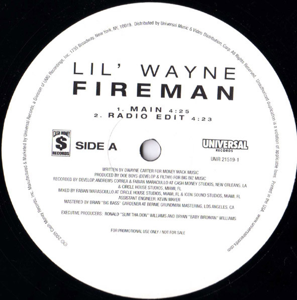 Lil Wayne - Fireman | Cash Money Records (B0005621-11)