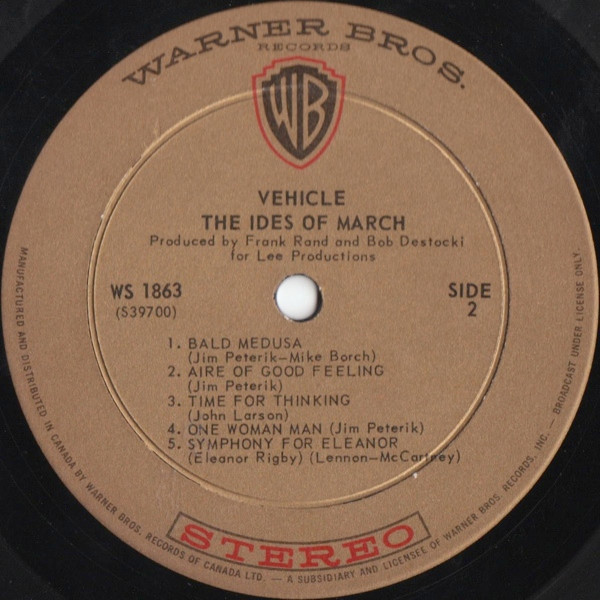 The Ides Of March - Vehicle | Warner Bros. Records (WS 1863) - 3 The Ides Of March - Vehicle | Warner Bros. Records (WS 1863) - 3