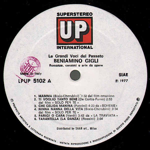 Beniamino Gigli - Romanze, Canzoni, Arie Da Opere | Up (LPUP 5102) - 4