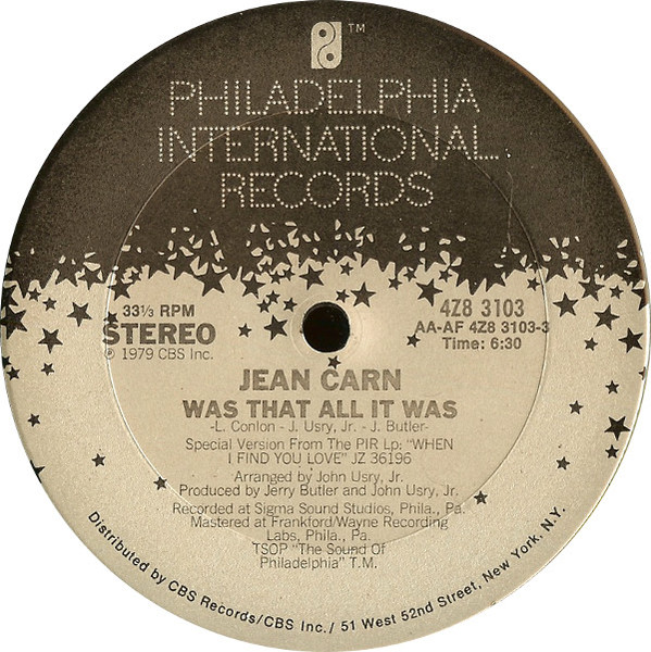 Jean Carn - Was That All It Was | Philadelphia International Records (4Z8 3103)