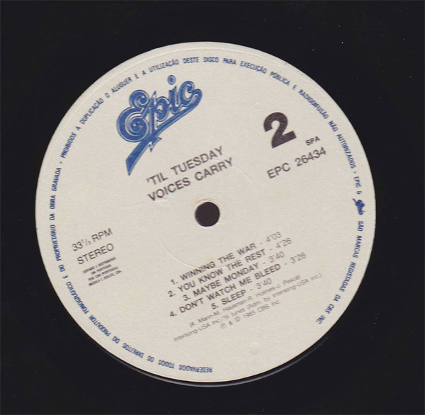 'Til Tuesday - Voices Carry | Epic (EPC 26434) - 3