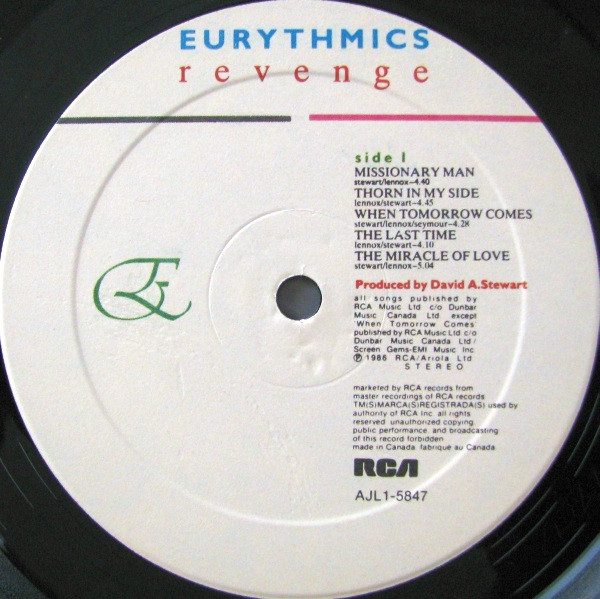 Eurythmics - Revenge | RCA (AJL1-5847) - 3