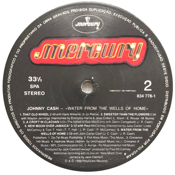 Johnny Cash - Water From The Wells Of Home | Mercury (843 778-1) - 4 Johnny Cash - Water From The Wells Of Home | Mercury (843 778-1) - 4