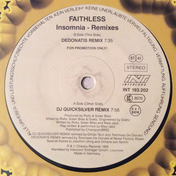 Faithless - Insomnia - Remixes | Blow Up (INT 193.202) - 2