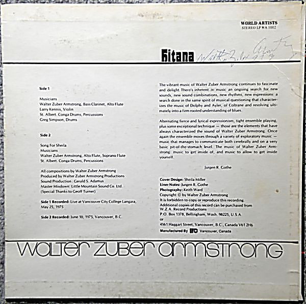 Walter Zuber Armstrong - Hitana | World Artists (WA 1002) - 2 Walter Zuber Armstrong - Hitana | World Artists (WA 1002) - 2