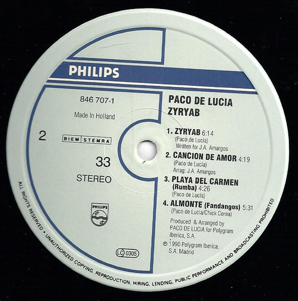 Paco de Lucía - Zyryab | Philips (846 707 1) - 4