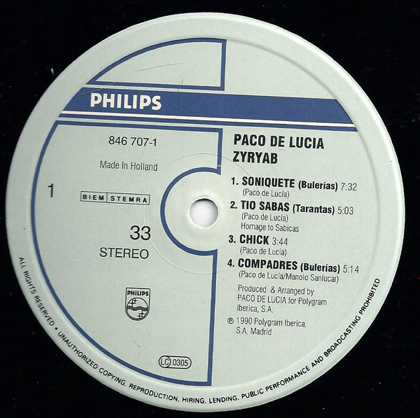 Paco de Lucía - Zyryab | Philips (846 707 1) - 3