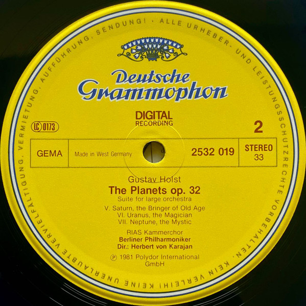 Gustav Holst , Berliner Philharmoniker · Herbert von Karajan - The Planets | Deutsche Grammophon (2532 019) - 4