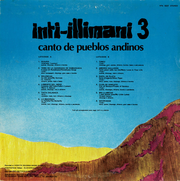 Inti Illimani - Inti-Illimani 3 - Canto De Pueblos Andinos | I Dischi Dello Zodiaco (VPA 8227) - 4