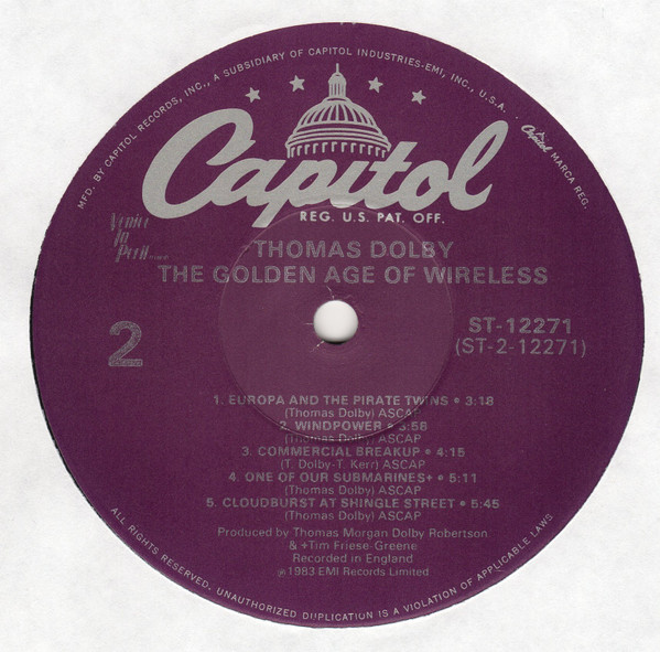 Thomas Dolby - The Golden Age Of Wireless | Capitol Records (ST-12271) - 4