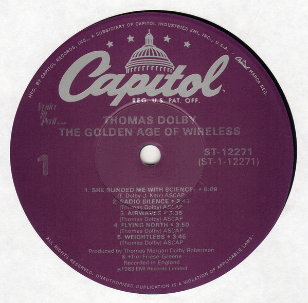 Thomas Dolby - The Golden Age Of Wireless | Capitol Records (ST-12271) - 3