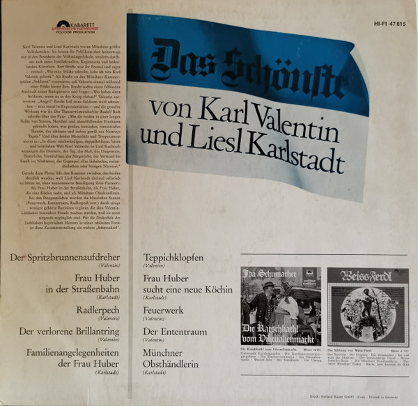 Karl Valentin & Liesl Karlstadt - Das Schönste Von Karl Valentin Und Liesl Karlstadt | Kabarett - Literarische Kleinkunst (47 815) - 2 Karl Valentin & Liesl Karlstadt - Das Schönste Von Karl Valentin Und Liesl Karlstadt | Kabarett - Literarische Kleinkunst (47 815) - 2