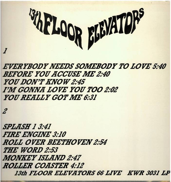 13th Floor Elevators - 66 Live LP | Not On Label (13th Floor Elevators) (KWR 3031 LP) - 2 13th Floor Elevators - 66 Live LP | Not On Label (13th Floor Elevators) (KWR 3031 LP) - 2