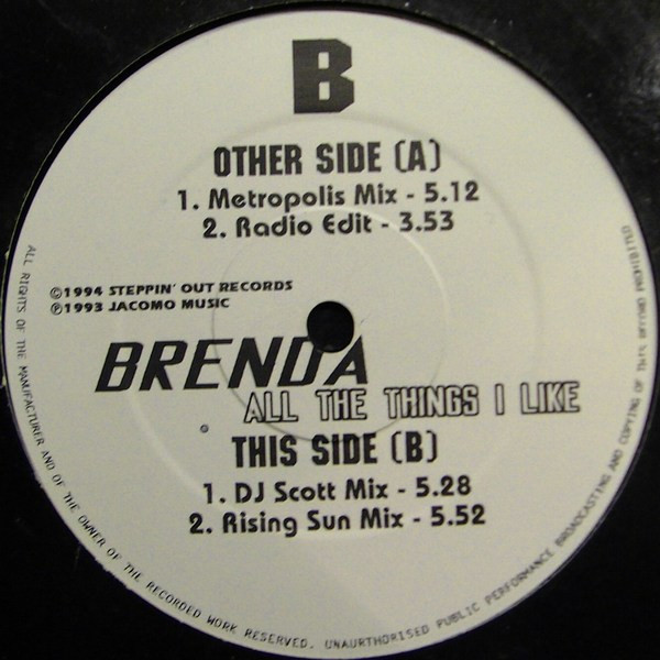 Brenda - All The Things I Like | Steppin' Out Records (IAN 015 T) - 4