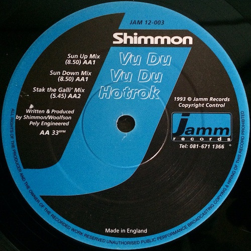 Mark Shimmon - Vu Du / Hotrok | Jamm Records (JAM 12-003) - main Mark Shimmon - Vu Du / Hotrok | Jamm Records (JAM 12-003) - main
