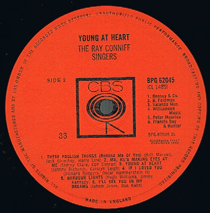 Ray Conniff And The Singers - Young At Heart | CBS (BPG 62045) - 4 Ray Conniff And The Singers - Young At Heart | CBS (BPG 62045) - 4