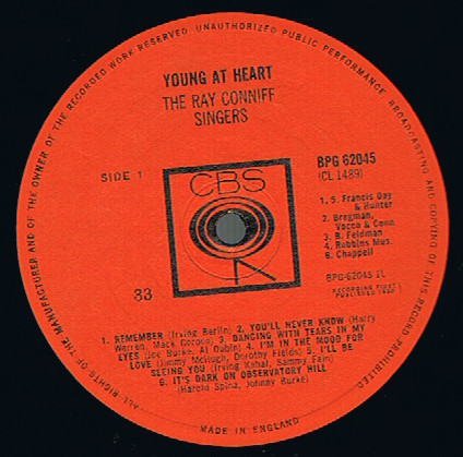 Ray Conniff And The Singers - Young At Heart | CBS (BPG 62045) - 3 Ray Conniff And The Singers - Young At Heart | CBS (BPG 62045) - 3