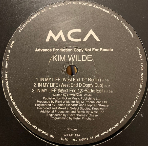 Kim Wilde - In My Life | MCA Records (WKIMT 19) - main