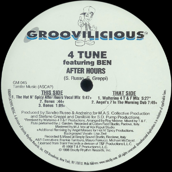4Tune Featuring Ben - Afterhours | Groovilicious (GM 045)