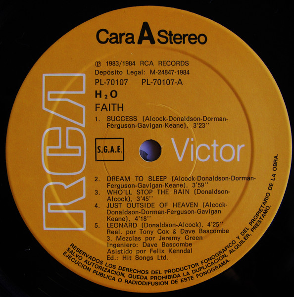 H2O - Faith - Vinilo | RCA Victor (PL -70107) - 3 H2O - Faith - Vinilo | RCA Victor (PL -70107) - 3