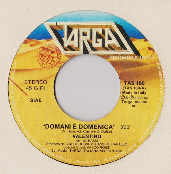 Valentino - Domani È Domenica | Targa (TAS 160) - 3