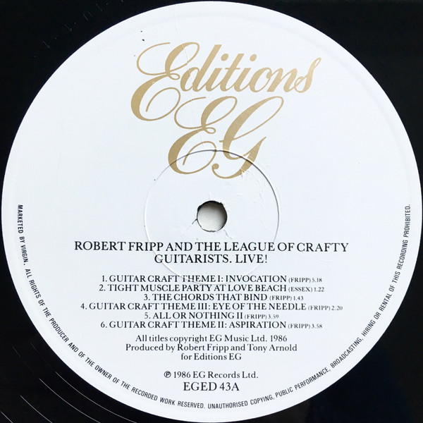 Robert Fripp And The League Of Crafty Guitarists - Live! [Vinyl] | Editions EG (EGED 43) - 2
