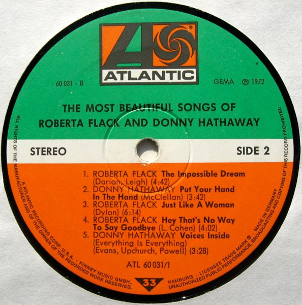 Roberta Flack And Donny Hathaway - The Most Beautiful Songs Of Roberta Flack And Donny Hathaway | Atlantic (ATL 60 031) - 4 Roberta Flack And Donny Hathaway - The Most Beautiful Songs Of Roberta Flack And Donny Hathaway | Atlantic (ATL 60 031) - 4