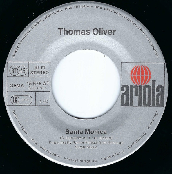 Thomas Oliver - Santa Monica | Ariola (15 678 AT) - 3