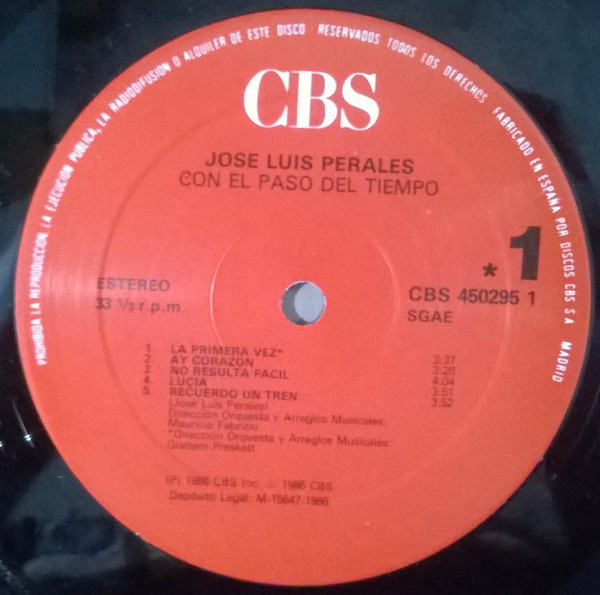 José Luis Perales - Con El Paso Del Tiempo | CBS (CBS 450295 1) - 3