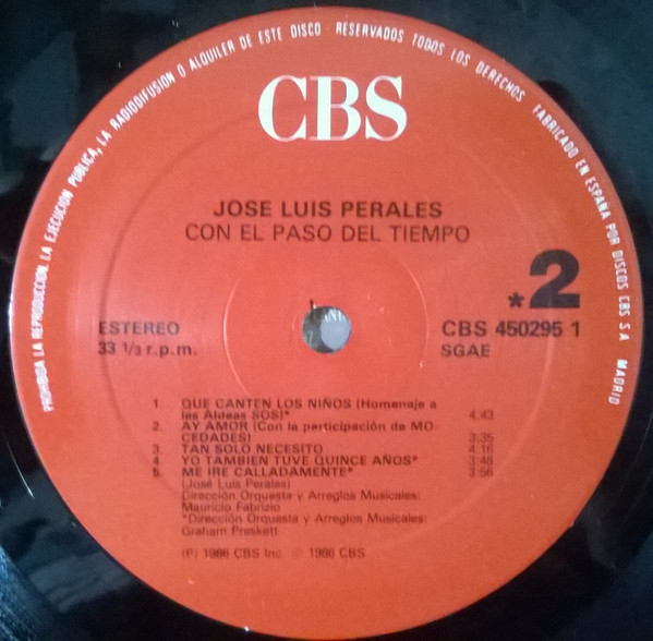 José Luis Perales - Con El Paso Del Tiempo | CBS (CBS 450295 1) - 4