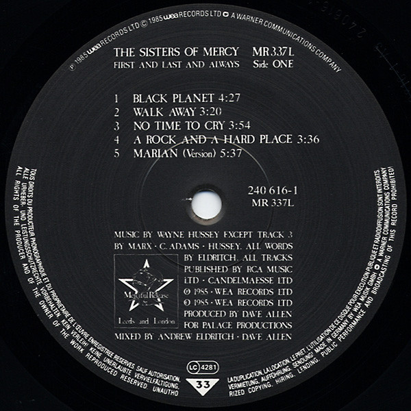 The Sisters Of Mercy - First And Last And Always | Merciful Release (MR 337L) - 4 The Sisters Of Mercy - First And Last And Always | Merciful Release (MR 337L) - 4