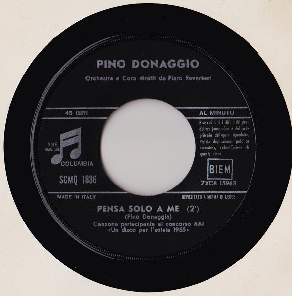 Pino Donaggio - Pensa Solo A Me | Columbia (SCMQ 1836) - 3