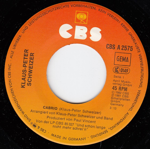 Klaus Peter Schweizer - Cabrio | CBS (A 2575) - 3
