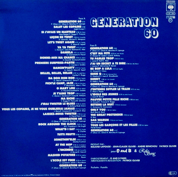 Generation 60 - Interprete 45 Hits Des Années 60 | CBS (CBS 85500) - 2