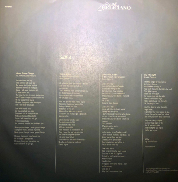 José Feliciano - I'm Never Gonna Change | EMI (064 7 91979 1) - 4 José Feliciano - I'm Never Gonna Change | EMI (064 7 91979 1) - 4
