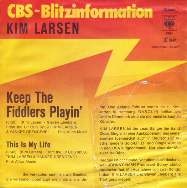 Kim Larsen - Keep The Fiddlers Playin' | CBS (CBS S 5864)
