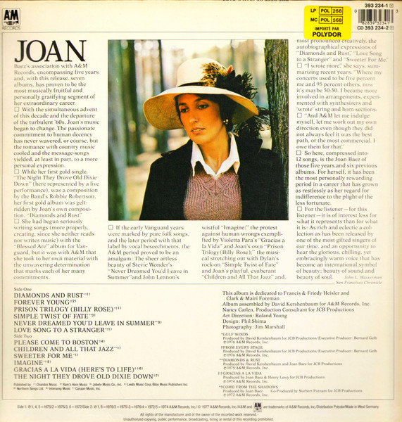 Joan Baez - The Best Of Joan C. Baez | A&M Records (393 234-1) - 2