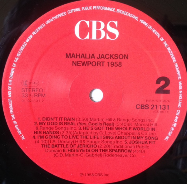 Mahalia Jackson - Newport 1958 | CBS (CBS 21131) - 4 Mahalia Jackson - Newport 1958 | CBS (CBS 21131) - 4