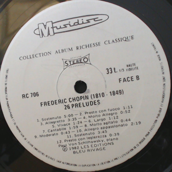 Frédéric Chopin , Paul Von Schilhawsky - 26 Préludes | Accord (30 RC 706) - 4 Frédéric Chopin , Paul Von Schilhawsky - 26 Préludes | Accord (30 RC 706) - 4