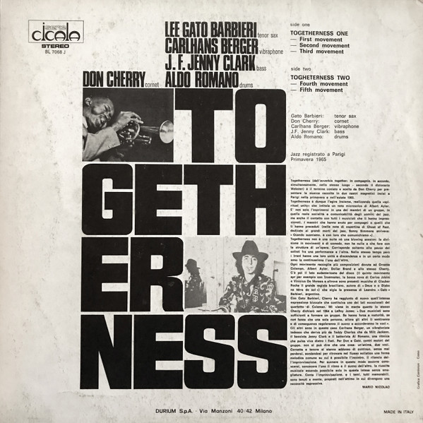 Gato Barbieri / Don Cherry - Togetherness | Durium (BL 7068 J) - 2