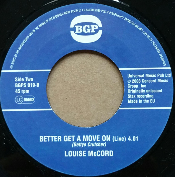The Otis And Carla Band / Louise McCord - Tramp / Better Get A Move On | BGP Records (BGPS 019) - 2 The Otis And Carla Band / Louise McCord - Tramp / Better Get A Move On | BGP Records (BGPS 019) - 2