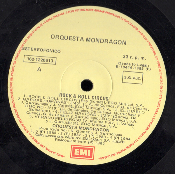 Orquesta Mondragón - Rock & Roll Circus | EMI (162 12 2061 3) - 4 Orquesta Mondragón - Rock & Roll Circus | EMI (162 12 2061 3) - 4