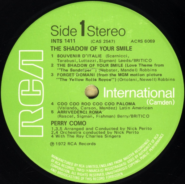Perry Como - The Shadow Of Your Smile | RCA International (Camden) (INTS 1411) - 3 Perry Como - The Shadow Of Your Smile | RCA International (Camden) (INTS 1411) - 3