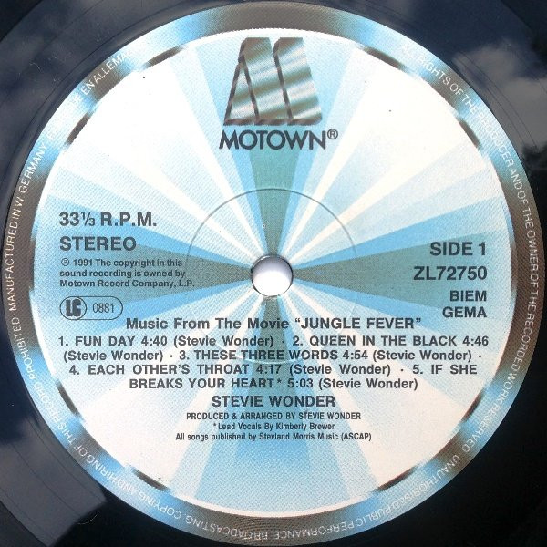 Stevie Wonder - Jungle Fever - Music From The Movie | Motown (ZL72750) - 2
