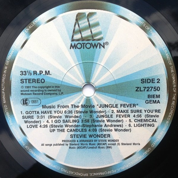 Stevie Wonder - Jungle Fever - Music From The Movie | Motown (ZL72750) - 3