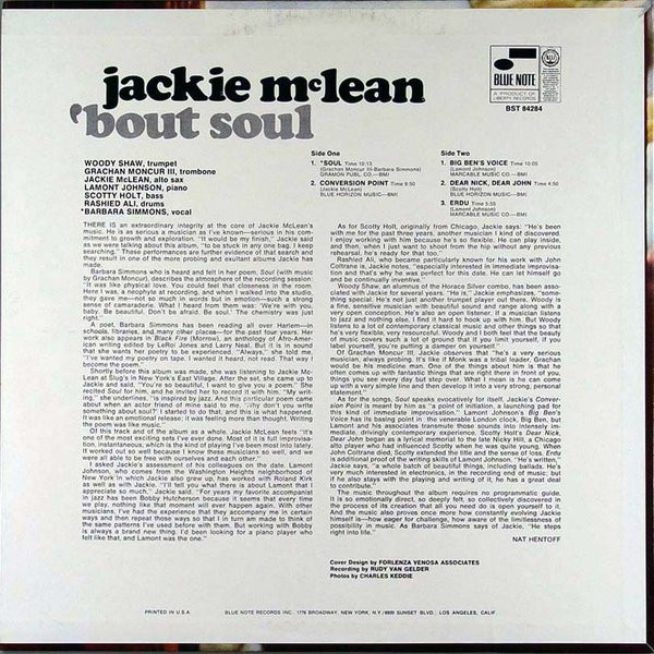 Jackie McLean - 'Bout Soul | Blue Note (BST 84284) - 2