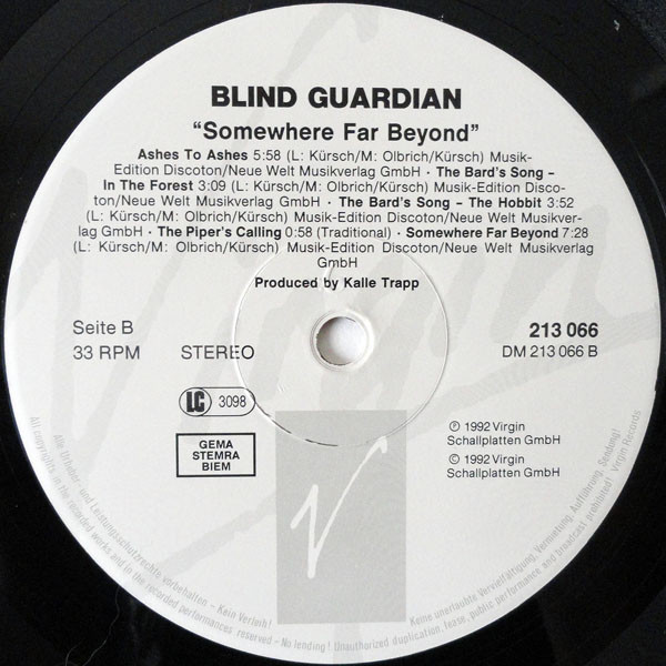 Blind Guardian - Somewhere Far Beyond | Virgin (213 066) - 2