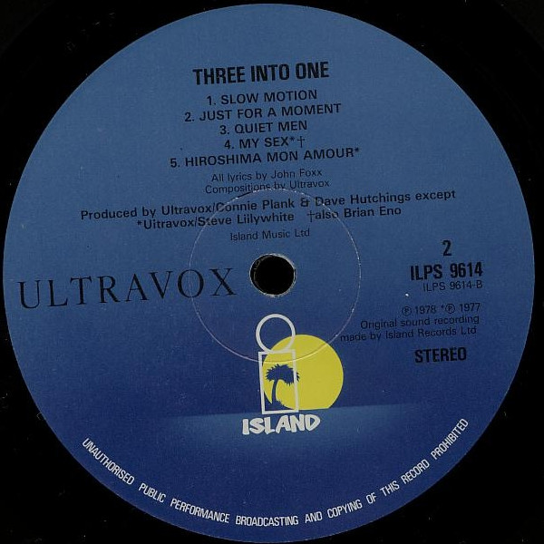Ultravox - Three Into One | Island Records (ILPS 9614) - 4
