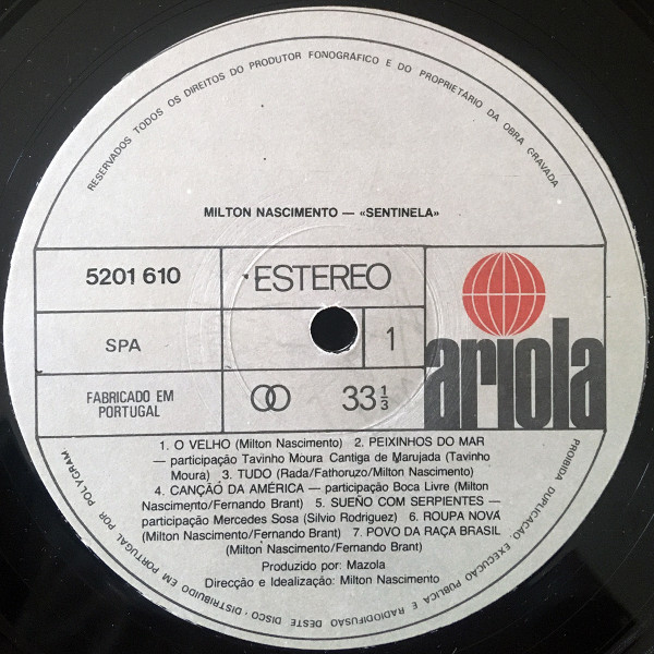 Milton Nascimento - Sentinela | Ariola (5201 610) - 3